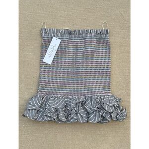 Petersyn Smocked Ruffle-Hem Mini Skirt